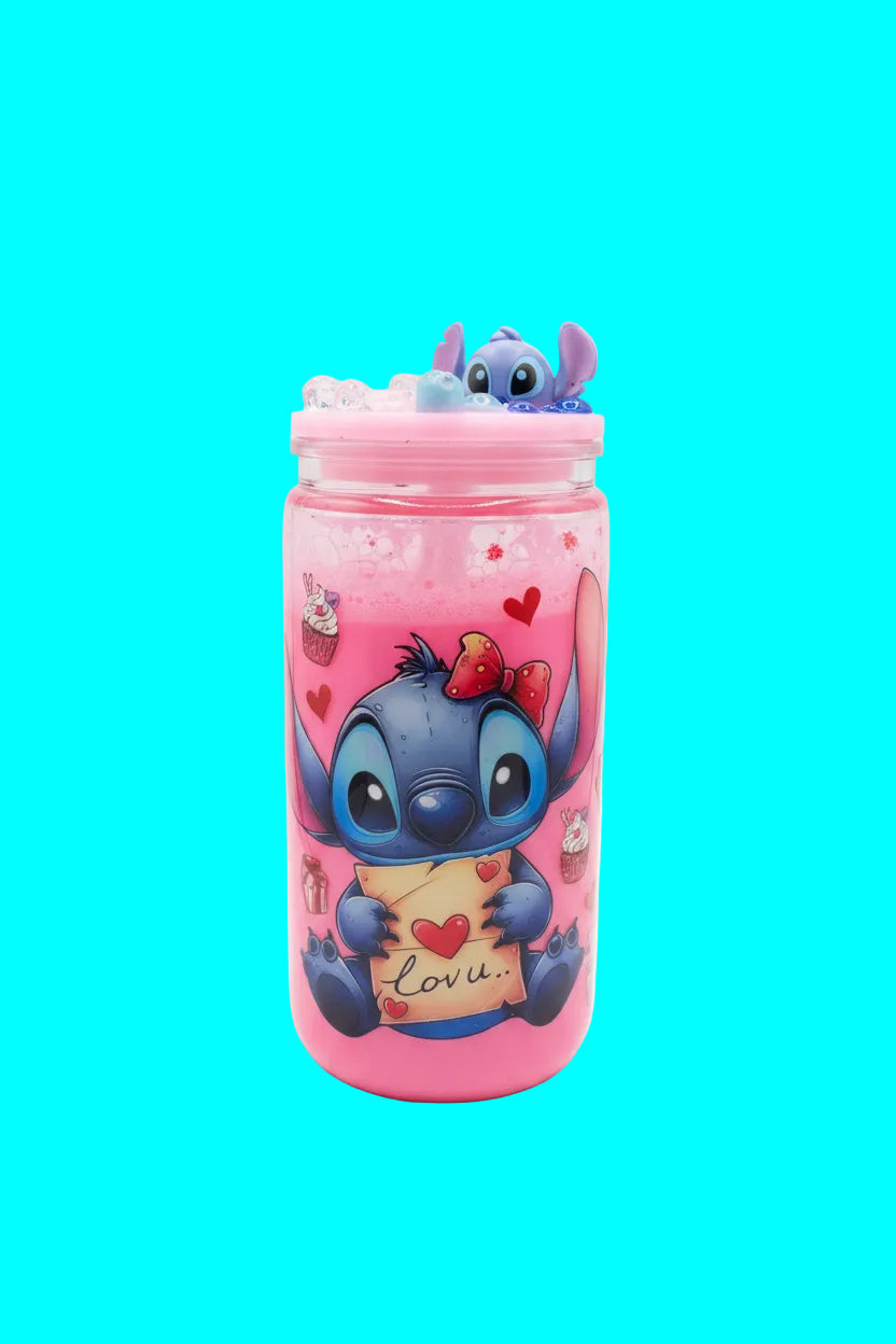 Premade stitch cup Plastic tumbler/ with lid & straw